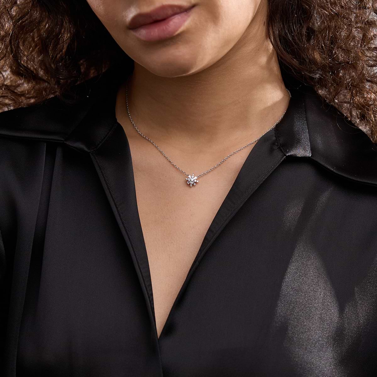 Additional Image 3 for  1/3 ctw Round Lab Grown Diamond Snowflake Pendant with Adjustable Chain